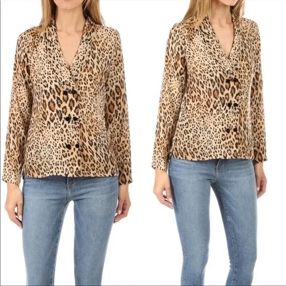 Frame Denim leopard double breasted blouse - Picture 1 of 14